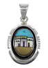 Sterling Silver Native American Village Or Pueblo Design Multicolor Pendant MX64924